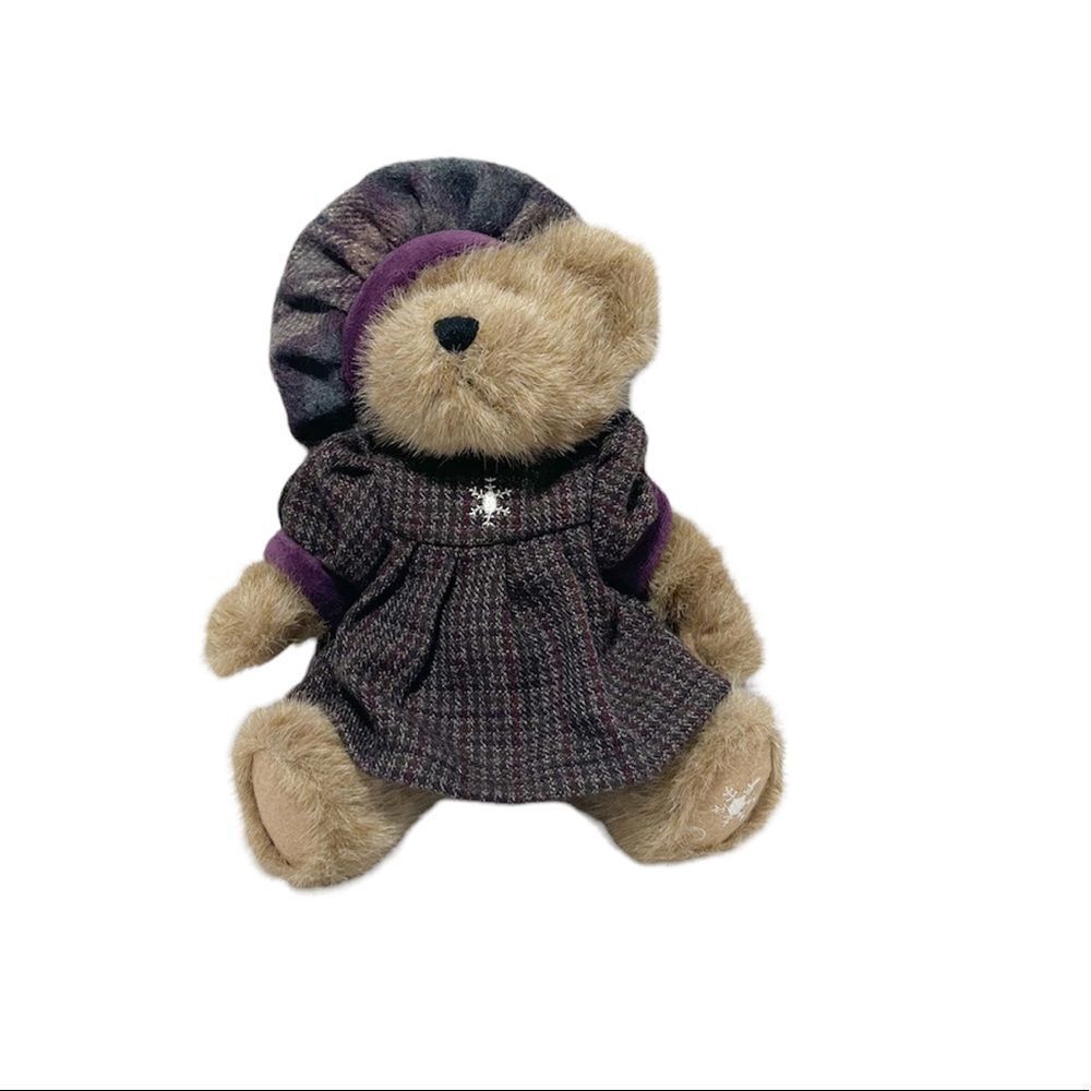 Boyds Bear Christine P. Plumbeary Vintage Purple Plaid Dress #918355